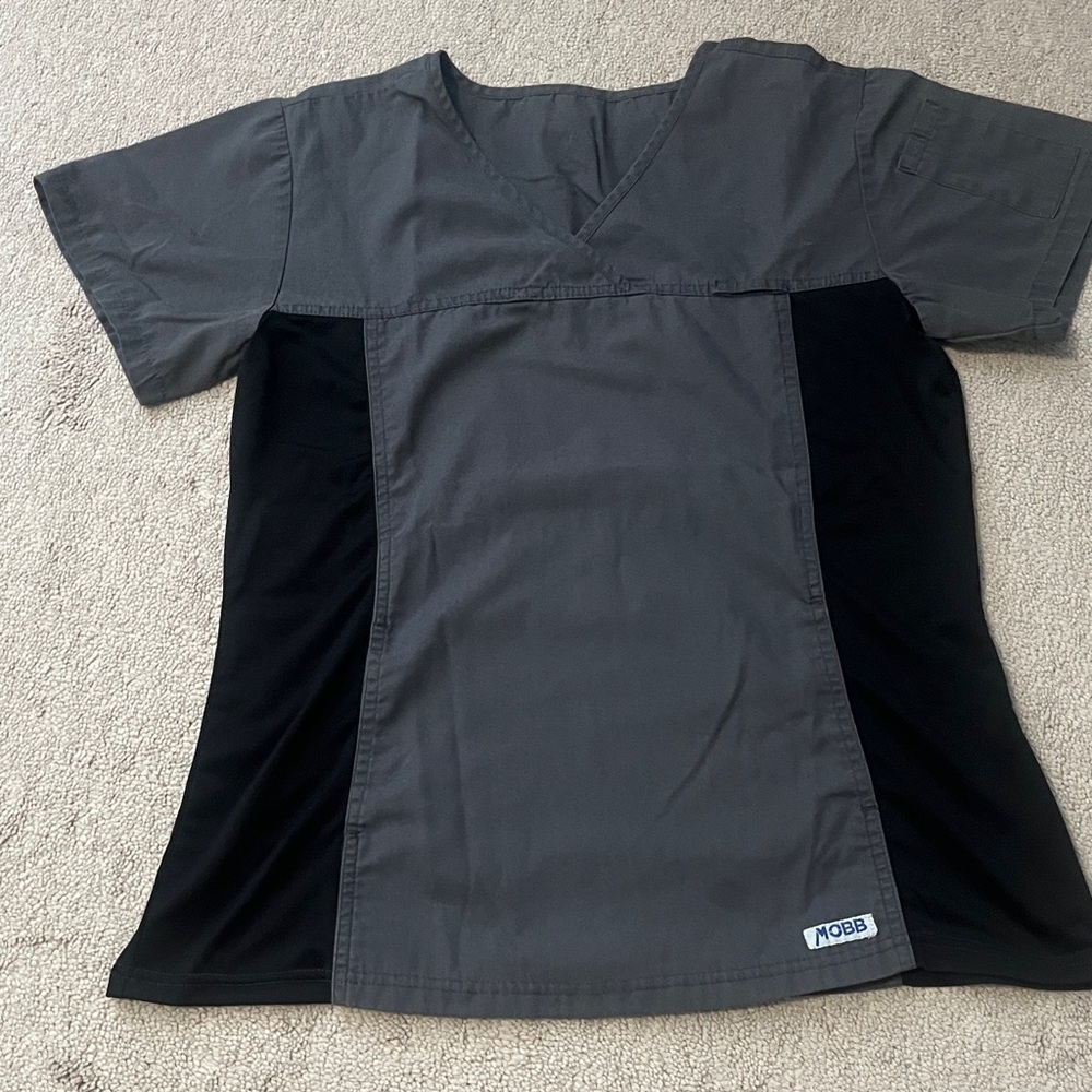 Women's Charcoal and Black V-Neck MOBB Scrub Top